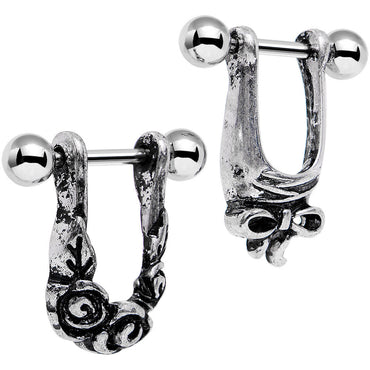 16G 3/8 Steel Beautiful Bow Flower Helix Cartilage Earring Set