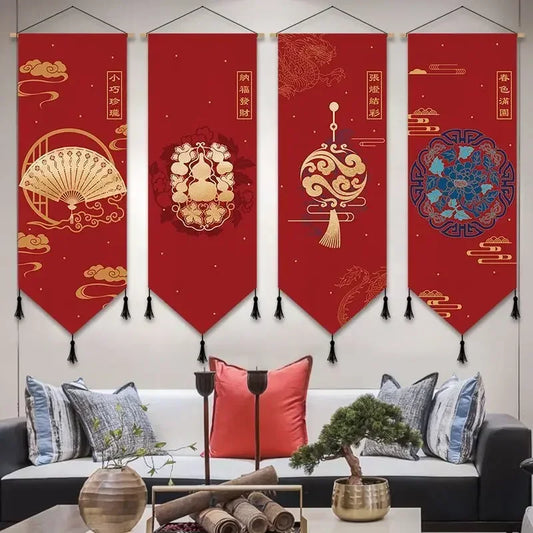 Chinese Style Scroll Wall Painting Living Room Decor Aesthetic Vintage Poster Home Decoration Picture Wall Art Poster