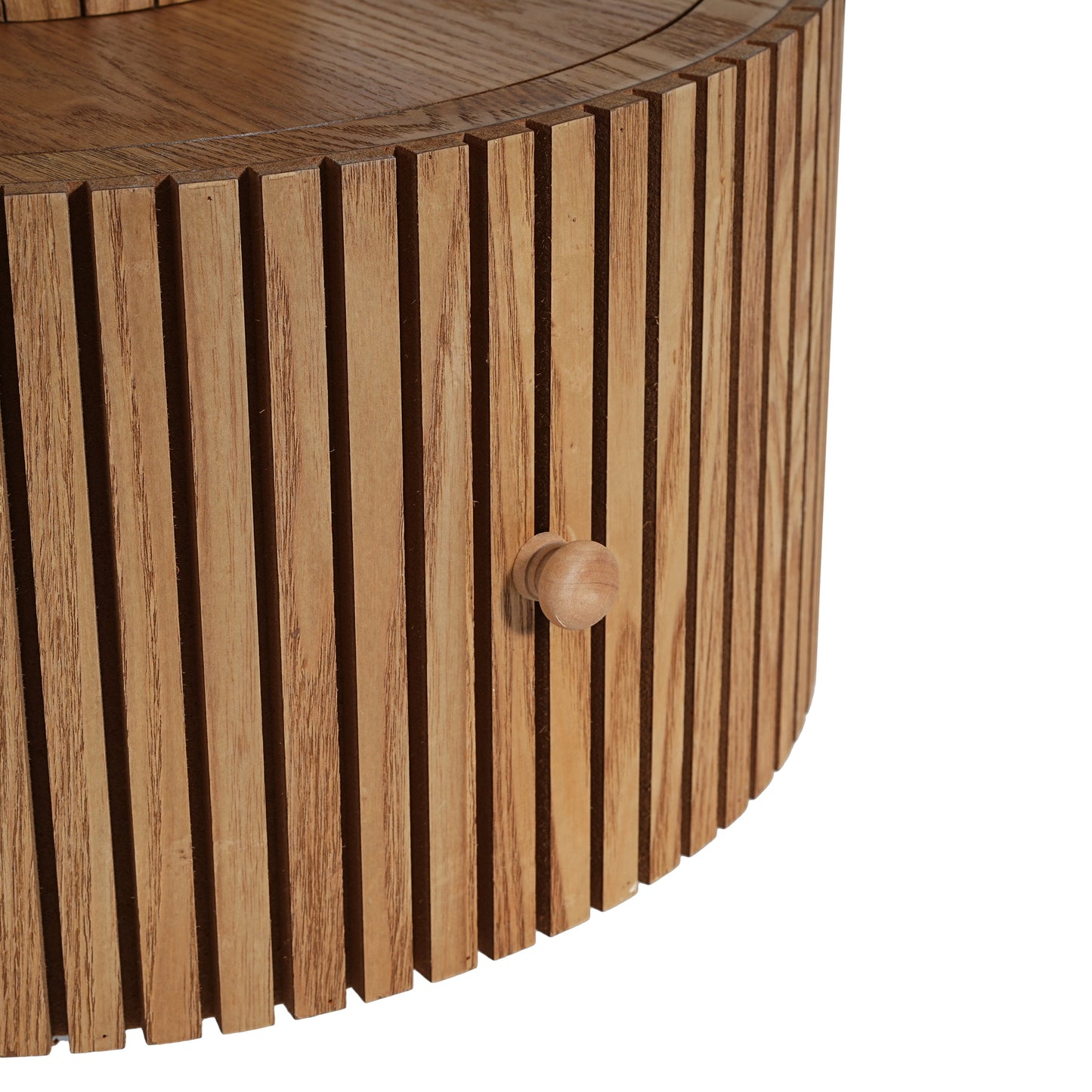 Four-Leaf Clover Side Table, Accent Table with Wood-Grain Base, Storage
