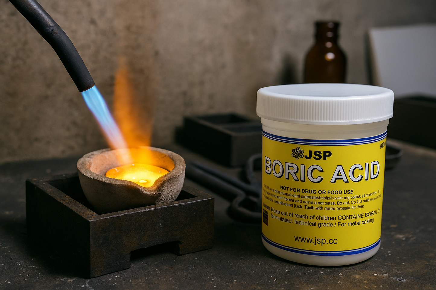 JSP & GTE Boric Acid Powder 8oz or 1lb Bag – 99.9% Pure Anhydrous H3BO3 for Gold Refining, Jewelry Casting, and Industrial Use