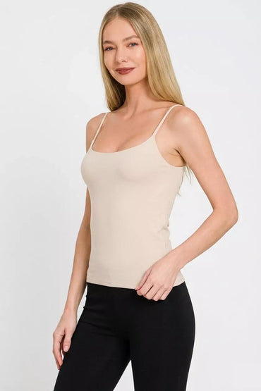 Zenana Double Layered Round Neck Spaghetti Cami