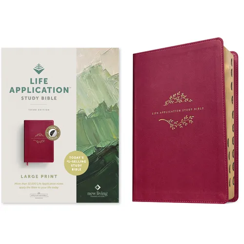 NLT Life Application Study Bible, Third Edition, Large Print (Red Letter, Leatherlike, Berry, Indexed) - Imitation Leather