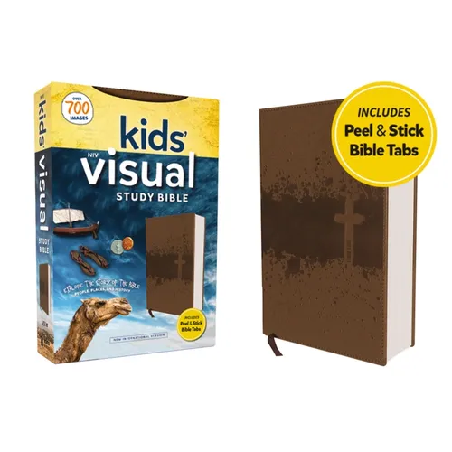 Niv, Kids' Visual Study Bible, Leathersoft, Bronze, Full Color Interior, Peel/Stick Bible Tabs: Explore the Story of the Bible---People, Places, and H - Imitation Leather