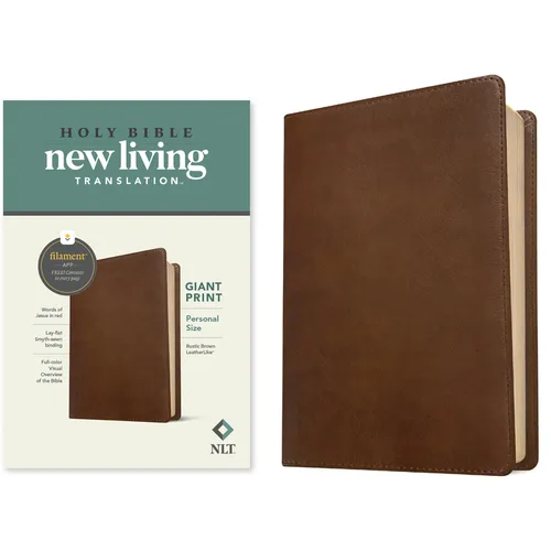 NLT Personal Size Giant Print Bible, Filament Enabled Edition (Red Letter, Leatherlike, Rustic Brown) - Imitation Leather