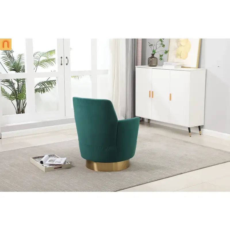 Accent Chair Barrel Swivel Velvet Emerald 360 Degree 300 lb 29in