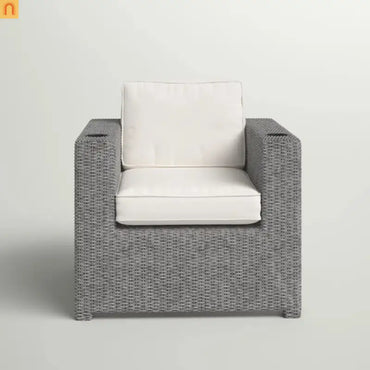 Outdoor Wicker Recliner Chair 33" Gray Aluminum Adjustable