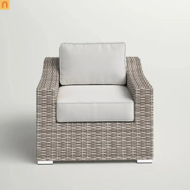 Outdoor Armchair Wicker Aluminum Gray Mix Cushion UV Resistant 33x26in