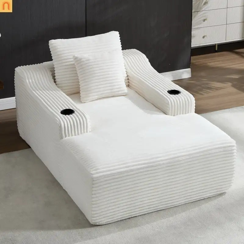 Chaise Lounge Corduroy White Oversized Sofa Bed 350 lb