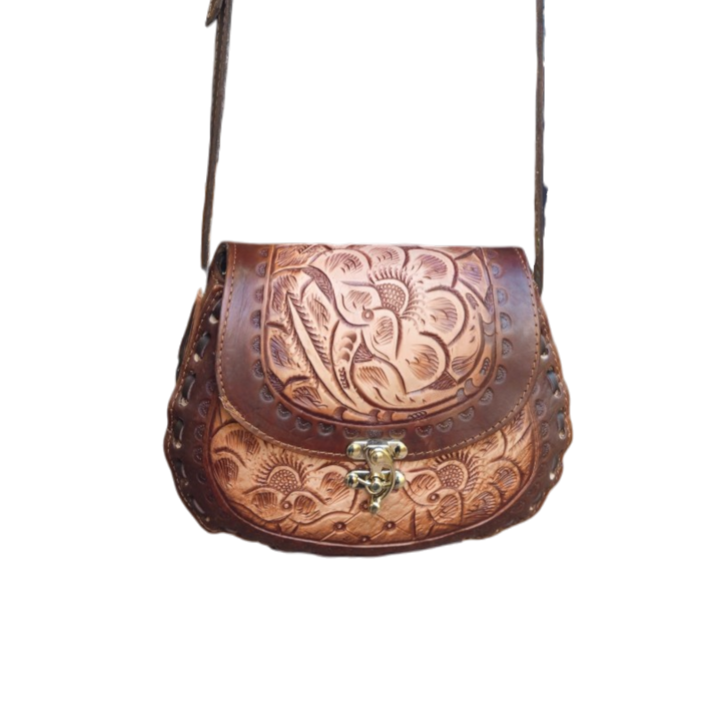 Cincelada Floral Leather Crossbody | Hand Tooled Saddle Purse
