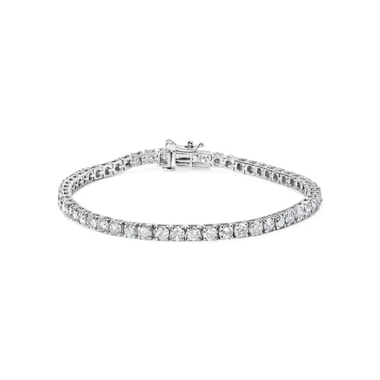 Classic Natural Diamond Tennis Bracelet in Rhodium-Plated 10K White Gold – 6 Cttw