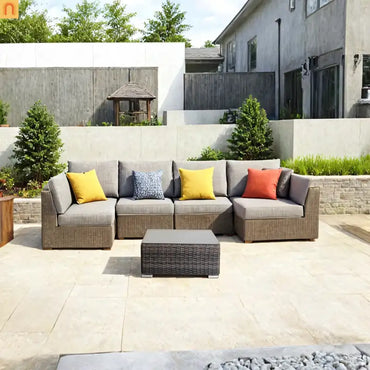 Outdoor Coffee Table Square Wicker Brown Tempered Glass Top 28x28in