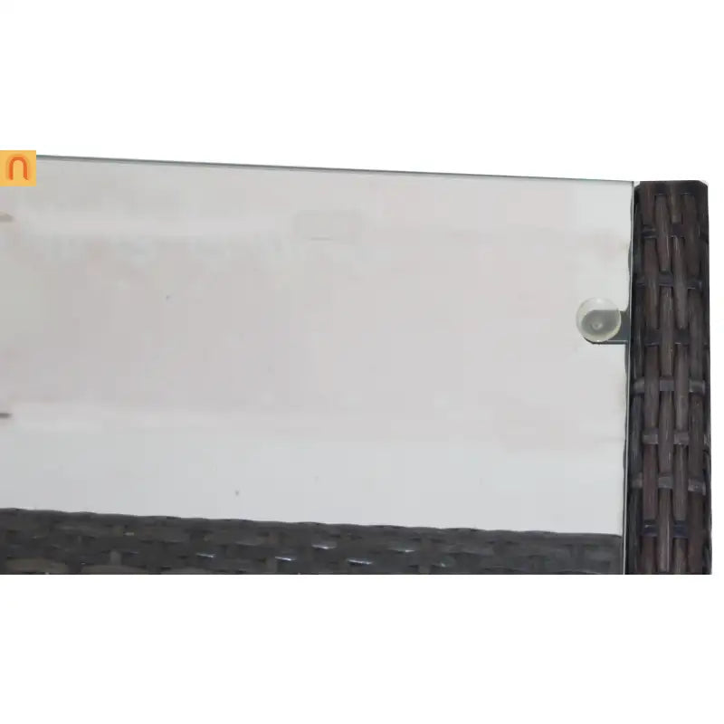 Outdoor Coffee Table PE Rattan Brown Iron Tempered Glass 34.6x20.5in