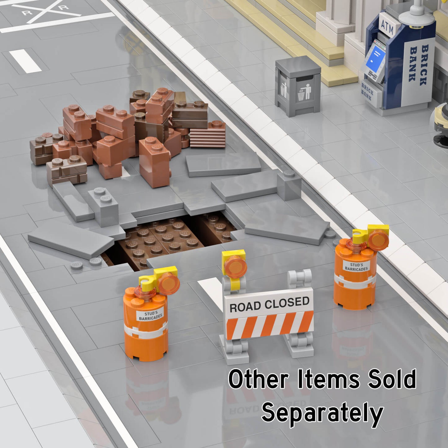 "Road Closed" Construction Barrier - Custom Printed Building Set - Made Using LEGO® Parts