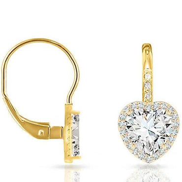 Crystal Lever-back Halo Heart Earrings