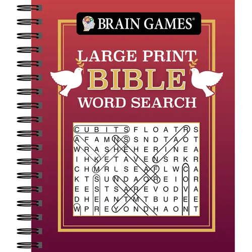 Brain Games - Large Print Bible Word Search (Red) - Spiral