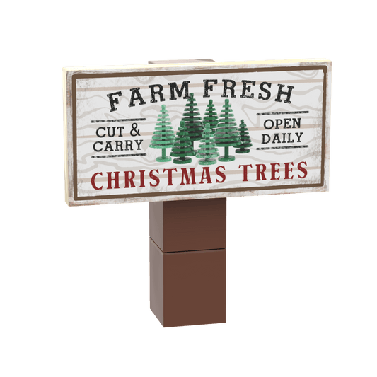 Christmas Tree Farm Sign & Post - Custom Printed - Made Using LEGO® Parts
