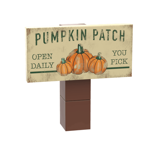 "Pumpkin Patch" Sign & Post - Custom Printed - Made Using LEGO® Parts