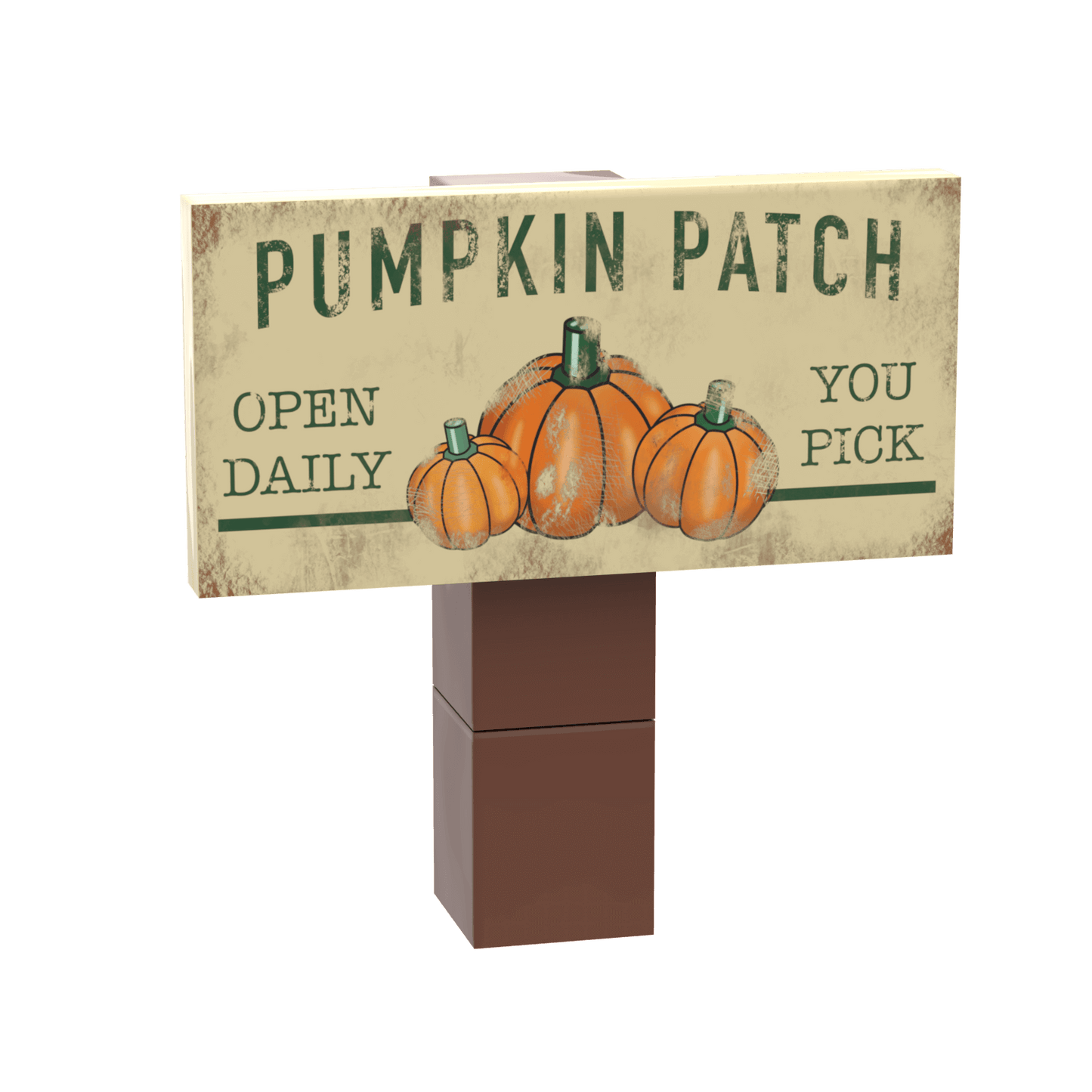 "Pumpkin Patch" Sign & Post - Custom Printed - Made Using LEGO® Parts