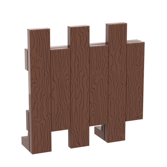 Wooden Fence (Reddish Brown) - Custom Printed - Made with LEGO® Parts