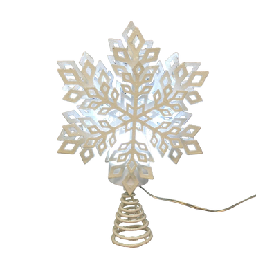 LED White Snowflake Tree Topper with timer