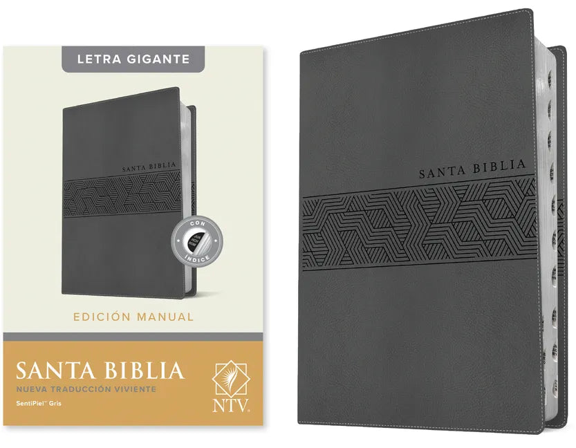 Santa Biblia Ntv, Edición Manual, Letra Gigante (Sentipiel, Gris, Índice, Letra Roja) - Imitation Leather