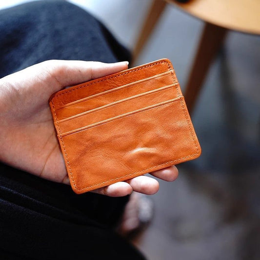 Retro Card Holder Large Capacity Oil-waxed Leather For Drivers License And ID