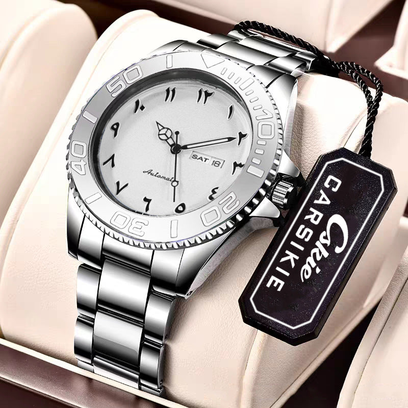 Luminous Mens Sports Mechanical Watch With Date Display And Water Resistance