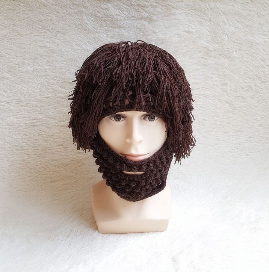 Creative Knitted Ski Hat With A Wig Beard