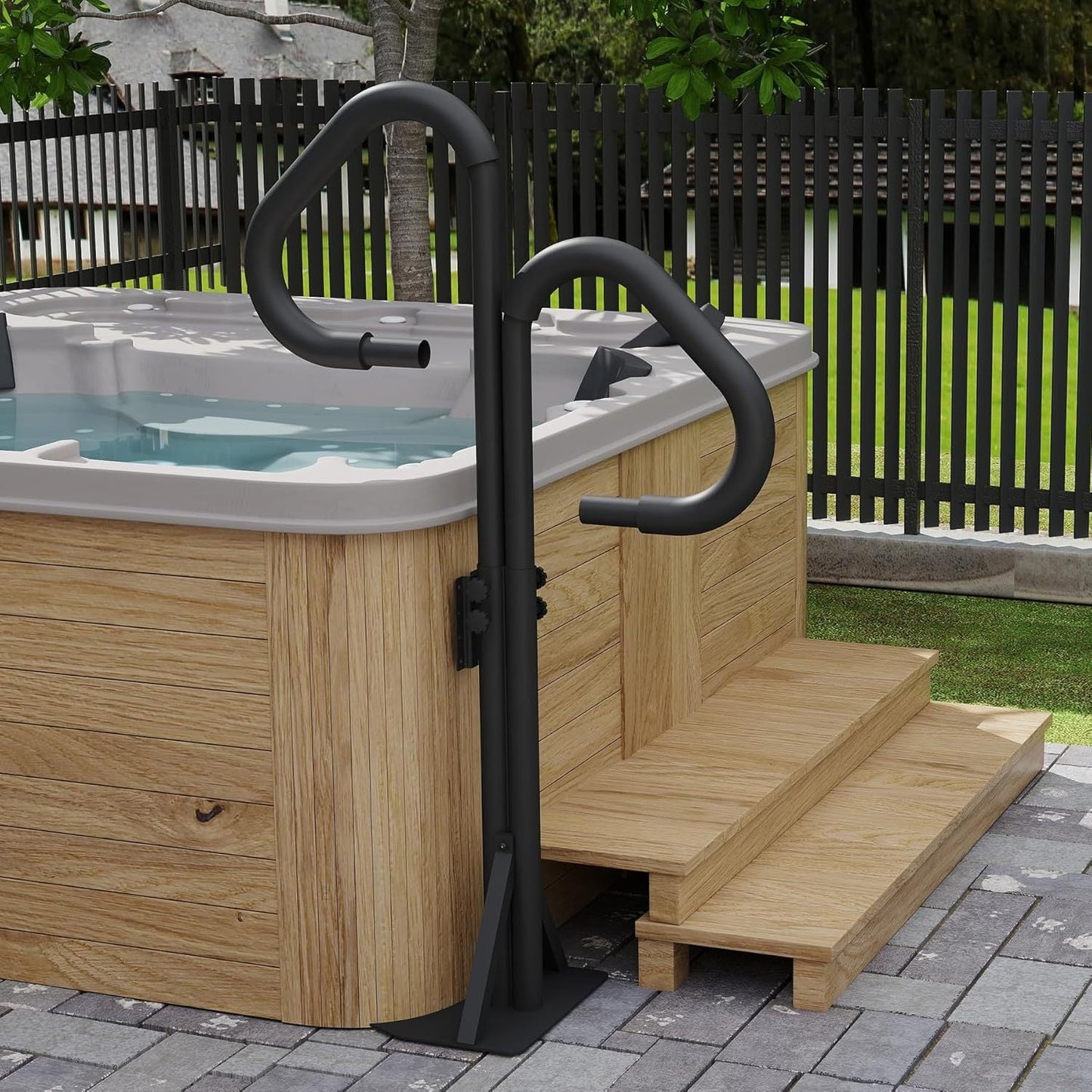 Two-Way Hot Tub Handrail, Aluminum Spa Hand Rail 44''-60'' Adjustable 600 LBS Capacity