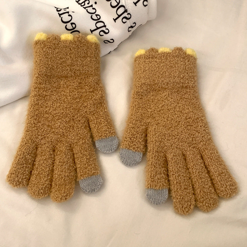Winter Fingerless Knitted Gloves Touchscreen Warm Windproof
