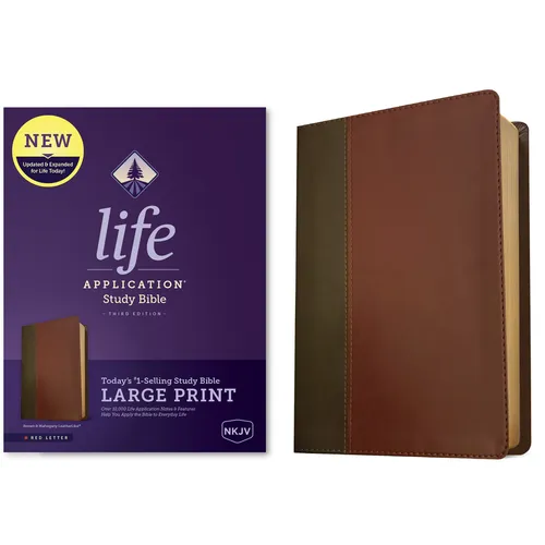 NKJV Life Application Study Bible, Third Edition, Large Print (Leatherlike, Brown/Mahogany, Red Letter) - Imitation Leather