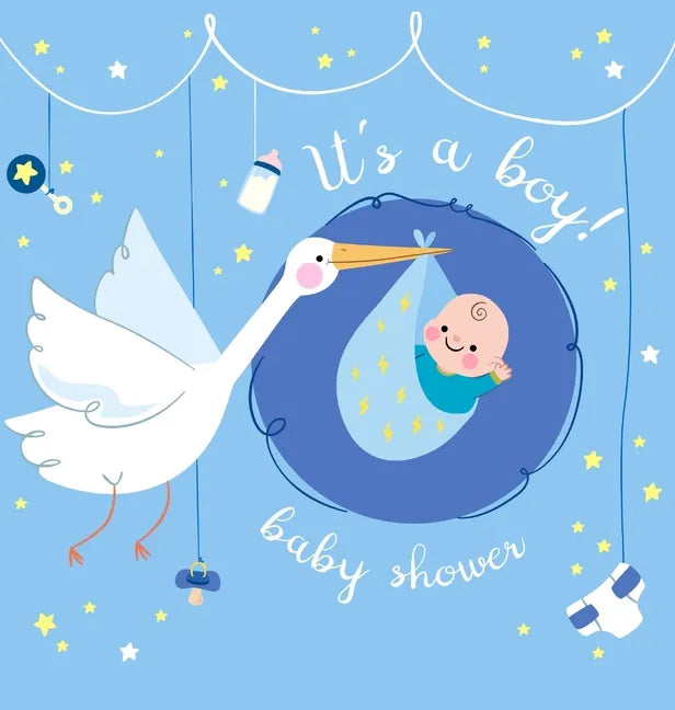 It's a Boy: Baby Shower Guest Book with The Stork Bringing Baby Boy and Blue Theme, Wishes and Advice for Baby, Personalized with Guest Sign In and Gi - Hardcover