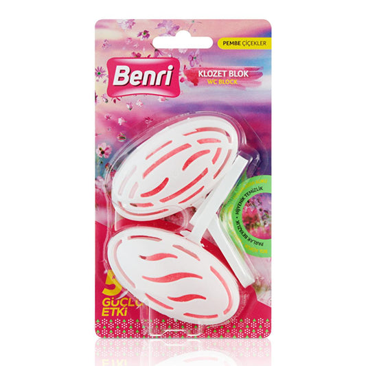 Benri Toilet Cleaning Block - Floral Scented, Bleach Formula for Hygiene & Freshness