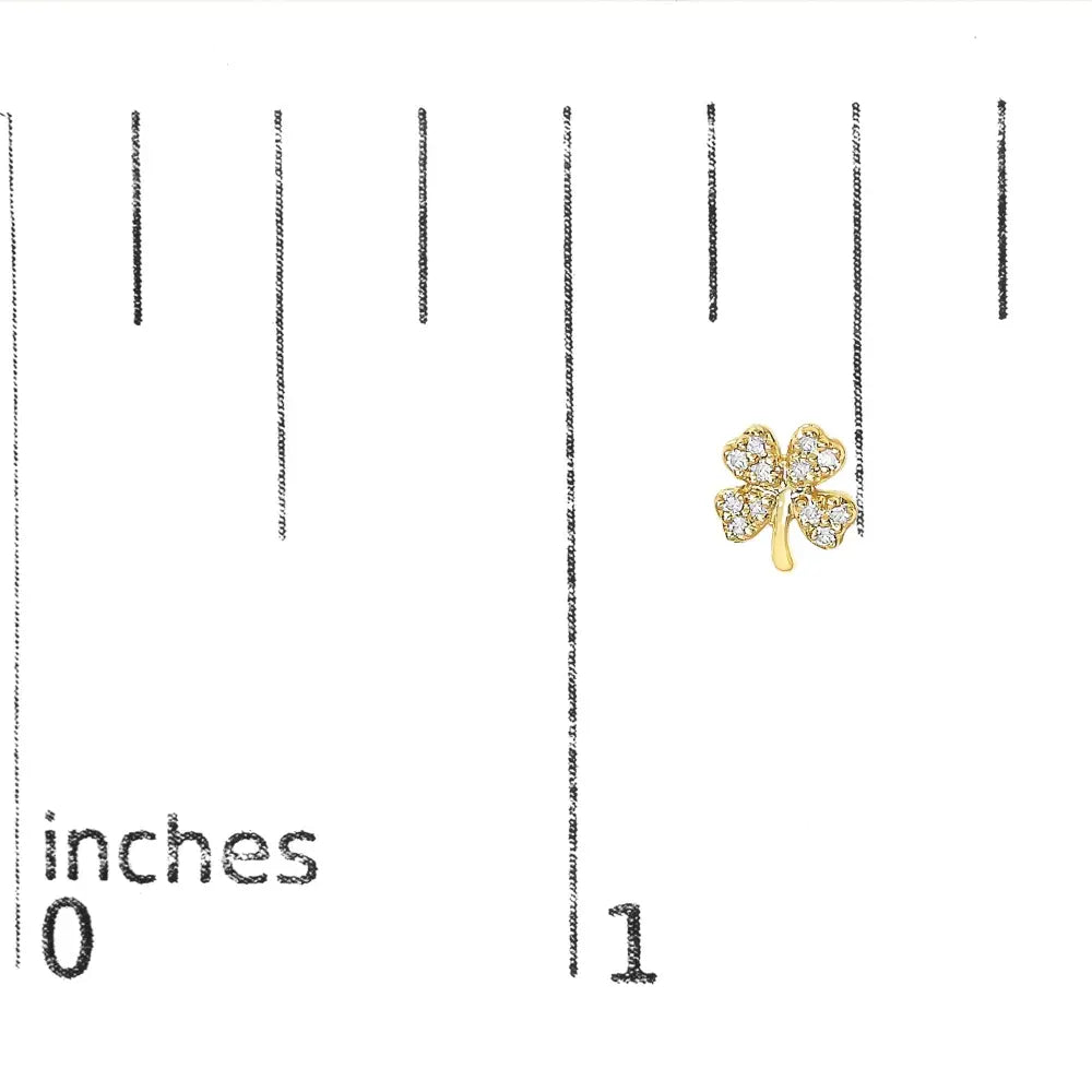 Diamond Accent Four Leaf Clover Stud Earrings in 10K Yellow Gold