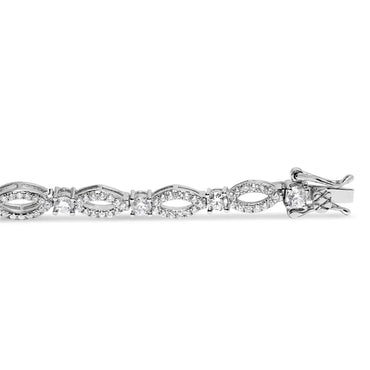 Diamond Alternating Circle & Marquise Link Bracelet in 10K White Gold – 3.00 Cttw