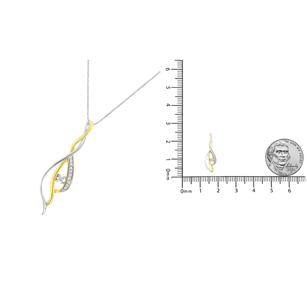 1/10 cttw Diamond Cascade Spiral Pendant in 10K Two-Tone Gold