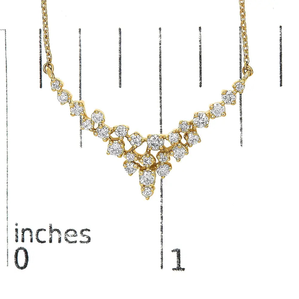 1/2 Cttw Diamond Scattered Three Row V-Shape Necklace in 14K Yellow Gold