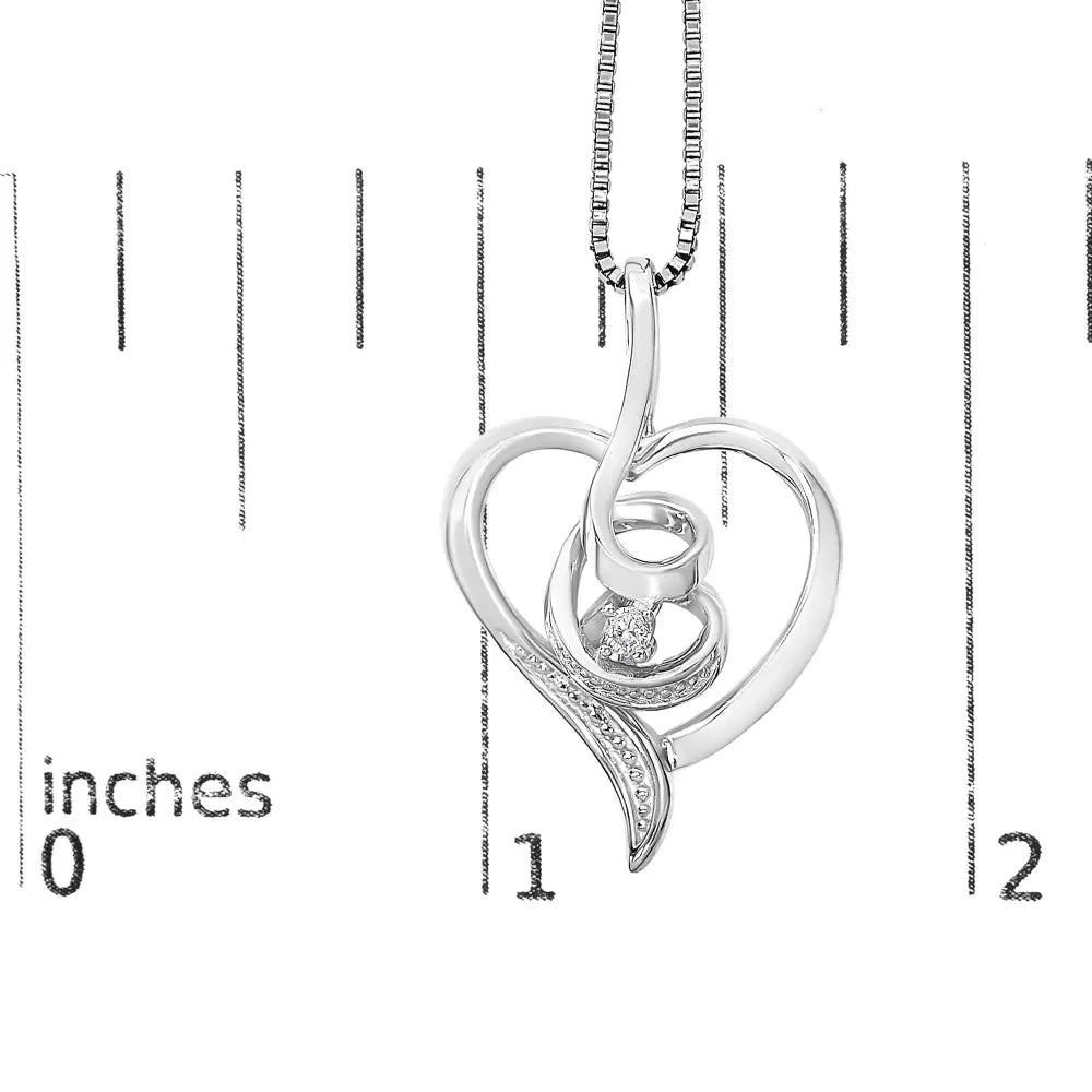 Diamond Swirl Open Heart Pendant Necklace in 10K White Gold .03cttw 18