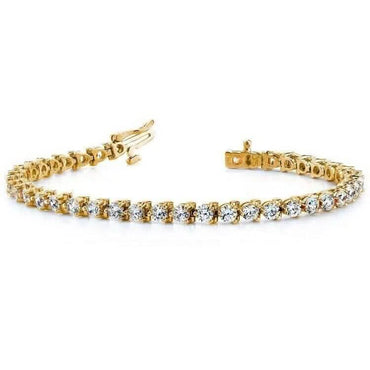 Diamond Tennis Bracelet 6.00 CT Round Cut 14k Yellow Gold 100% Natural H/SI
