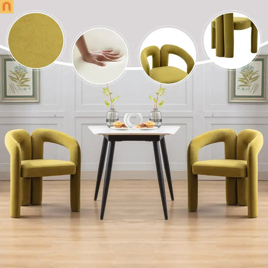 Dining Chair Barrel Curved Velvet Olive Set of 2 250 lb