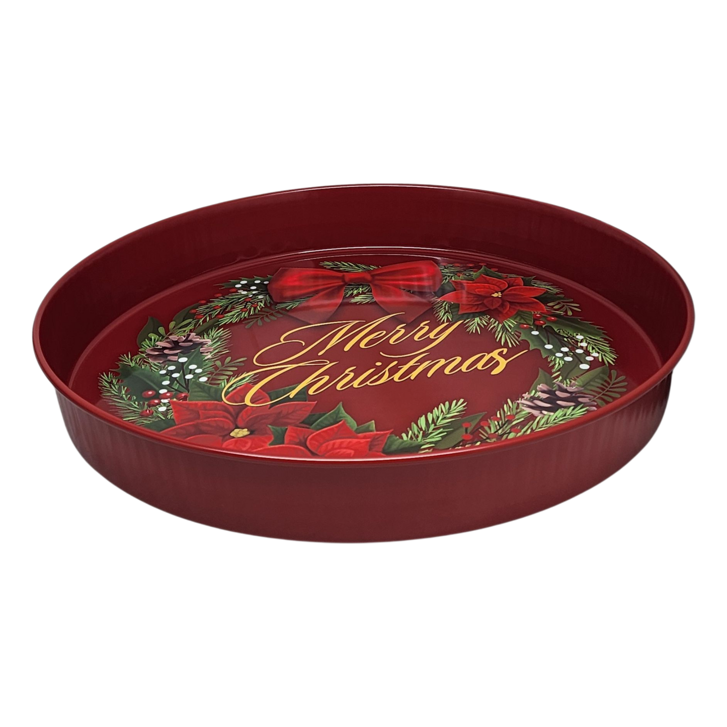 Huge Deep Round 13.5" Tray - Merry Christmas