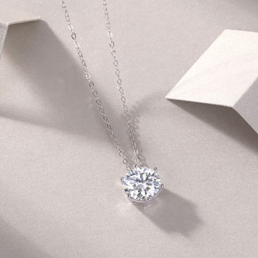 Afternoon Rose - Set with Moissanite 1 Carat 2 Carat 3 Carat S925 Sterling Silver and Platinum Plated Necklace Pendant Fashion Trend Diamond Jewelry