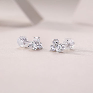 Waves-Set with Moissanite 0.3 carats S925 sterling silver and platinum-plated stud earrings fashion fashion jewelry silver jewelry