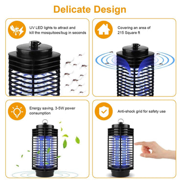 Electric Bug Zapper Lamp - Effective UV Light Insect Killer for Mosquitoes & Flies