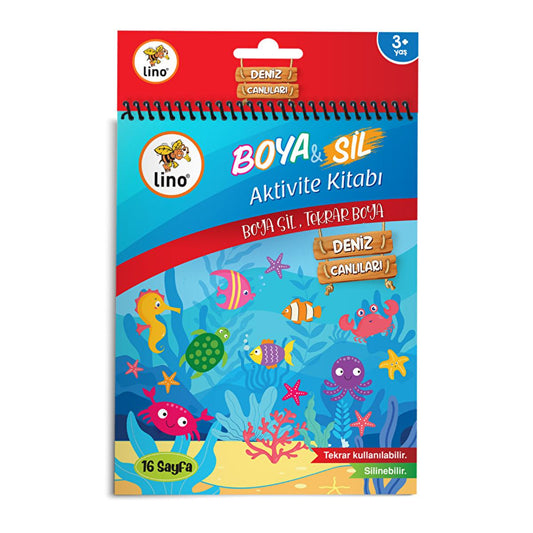 Lino Paint Reusable Underwater Adventure Coloring Book for Kids - Erasable, Washable, & Sustainable Fun.