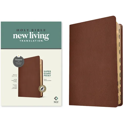 NLT Super Giant Print Bible, Filament Enabled (Genuine Leather, Brown, Indexed) - Leather