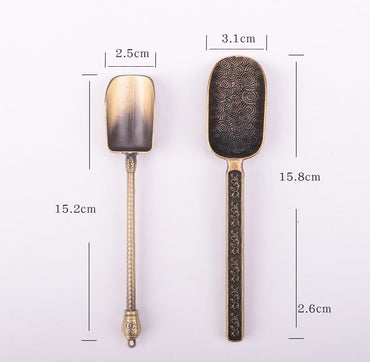 Carved Fu Character Auspicious Clouds Pattern Tea Shovels