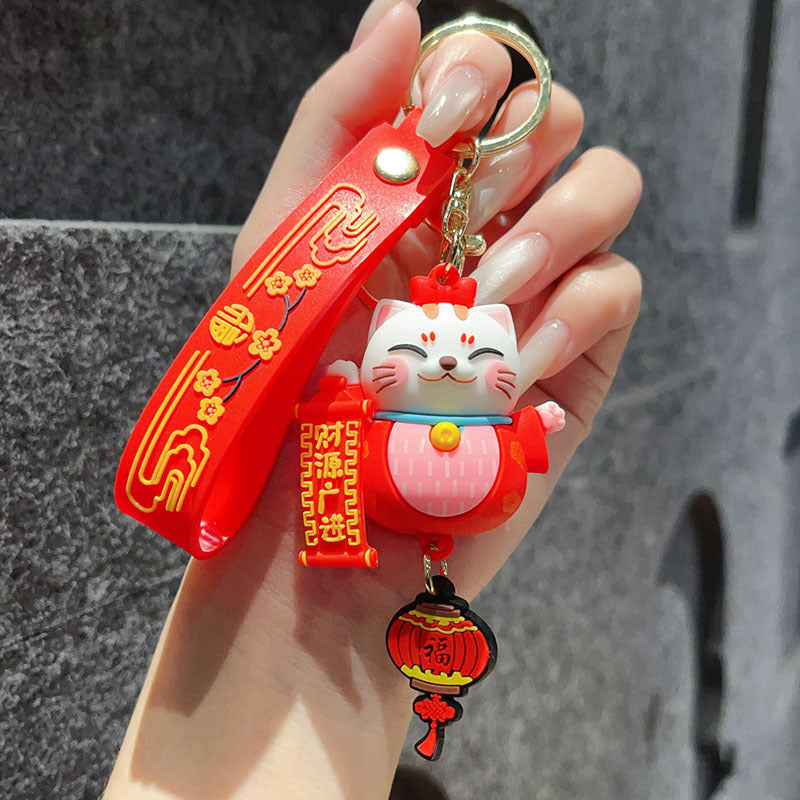 Maneki-neko Cartoon Keychain Soft Silicone Doll Pendant