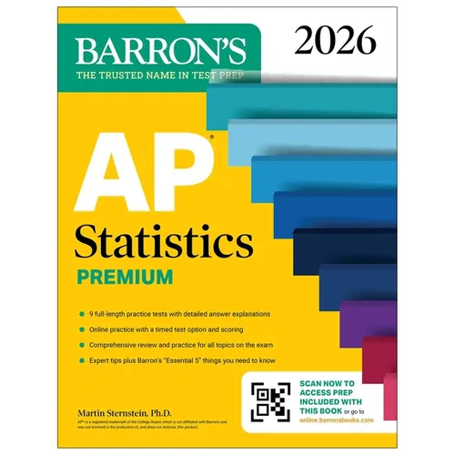 AP Statistics Premium, 2026: Prep Book with 9 Practice Tests + Comprehensive Review + Online Practice - Paperback