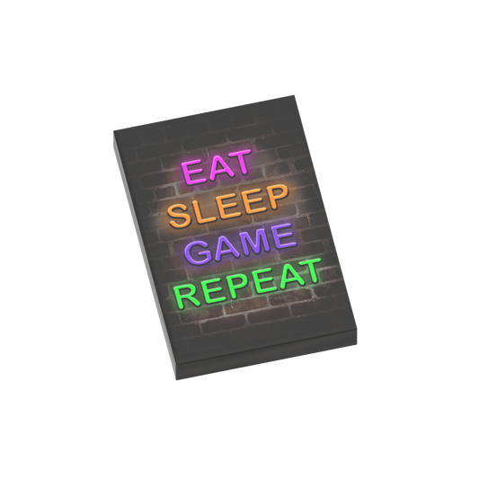 Eat, Sleep Game Repeat Neon Sign - Custom Printed 2x3 Tile - Made Using a LEGO® Tile